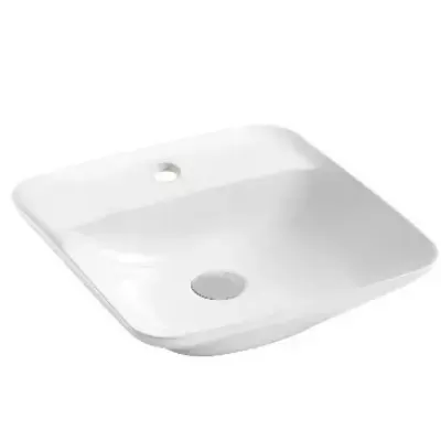 Lavabo cuadrado en porcelana blanca